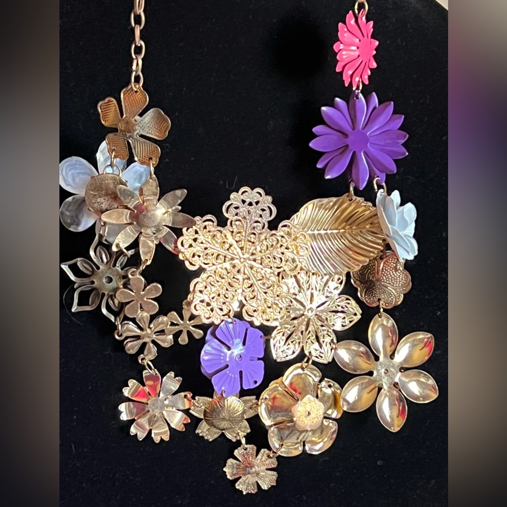 Multi Floral Statement Necklace - image 3